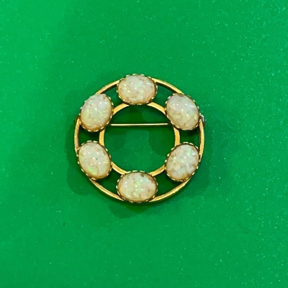 Vintage Catamore signed Opal Brooch 1/20 12k GF